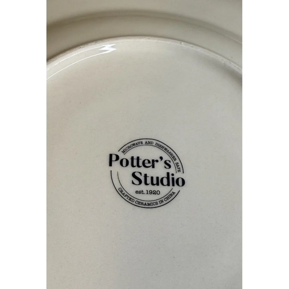 Set x4 Potter's Studio Fall Harvest Thanksgiving Pumpkin Scalloped Dinner Plates